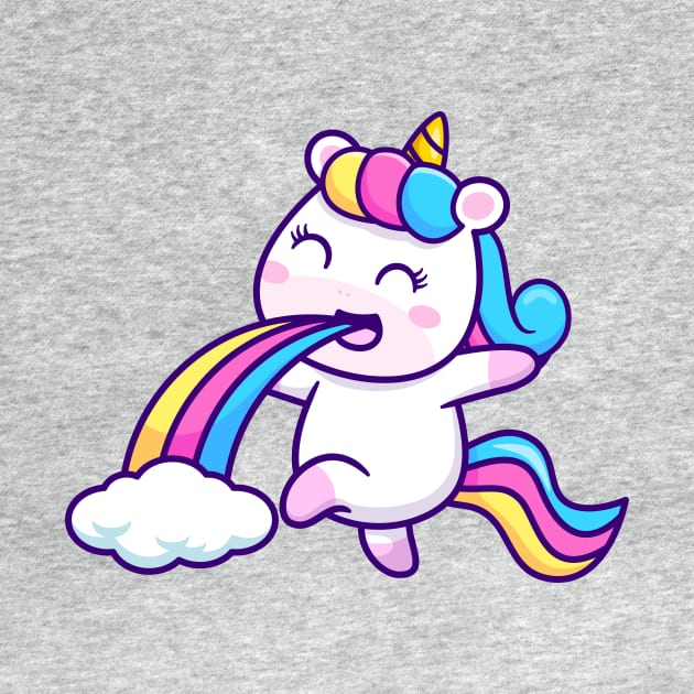 Cute Unicorn Puging Rainbow Cartoon by Catalyst Labs